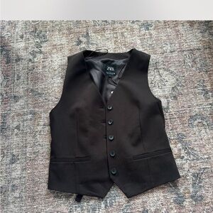 Zara Brown Button-Up Vest
